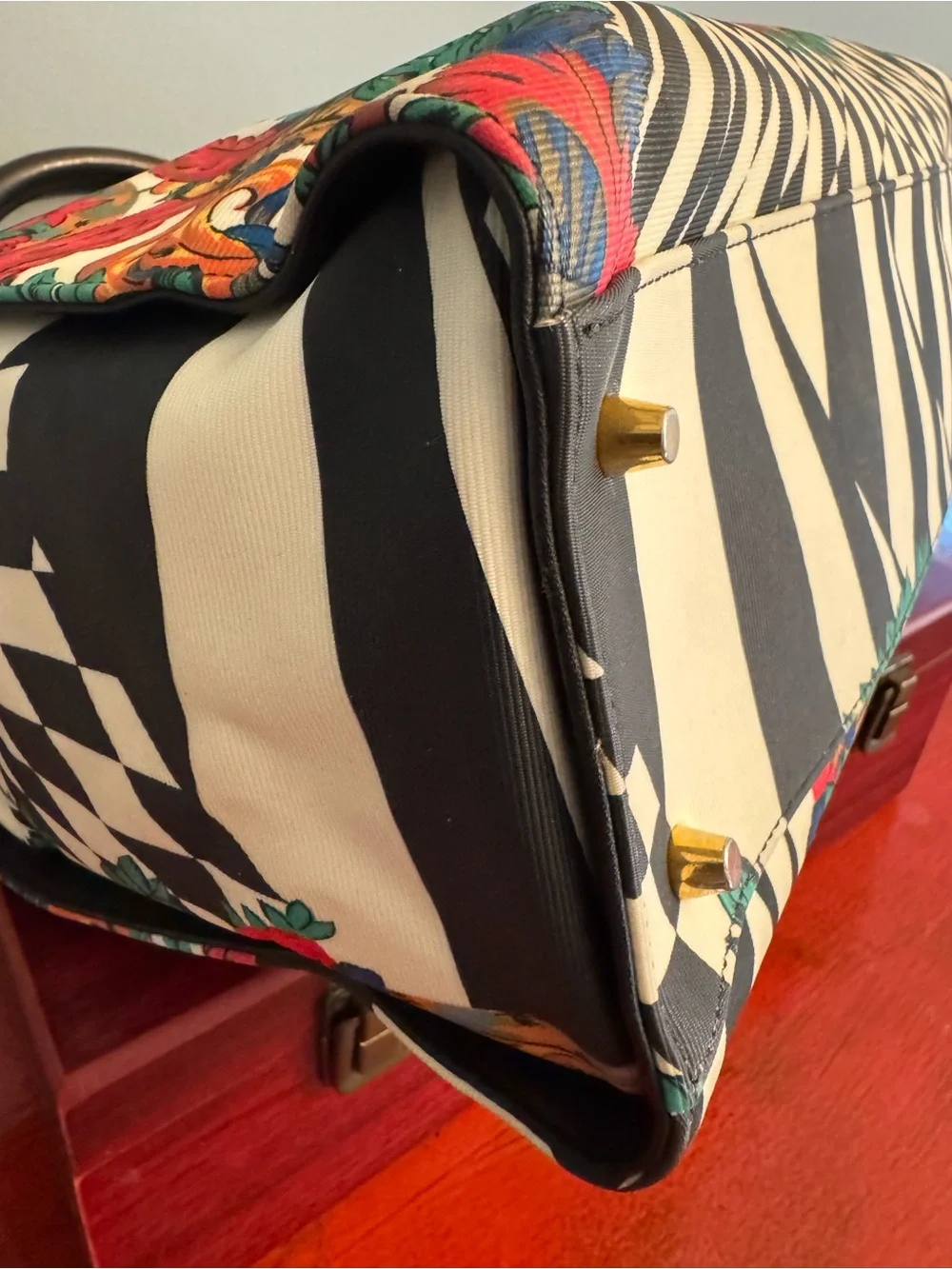 Authentic Versace Chess Baroque Illusion Satchel - Rare 90s Vintage Bag with COA